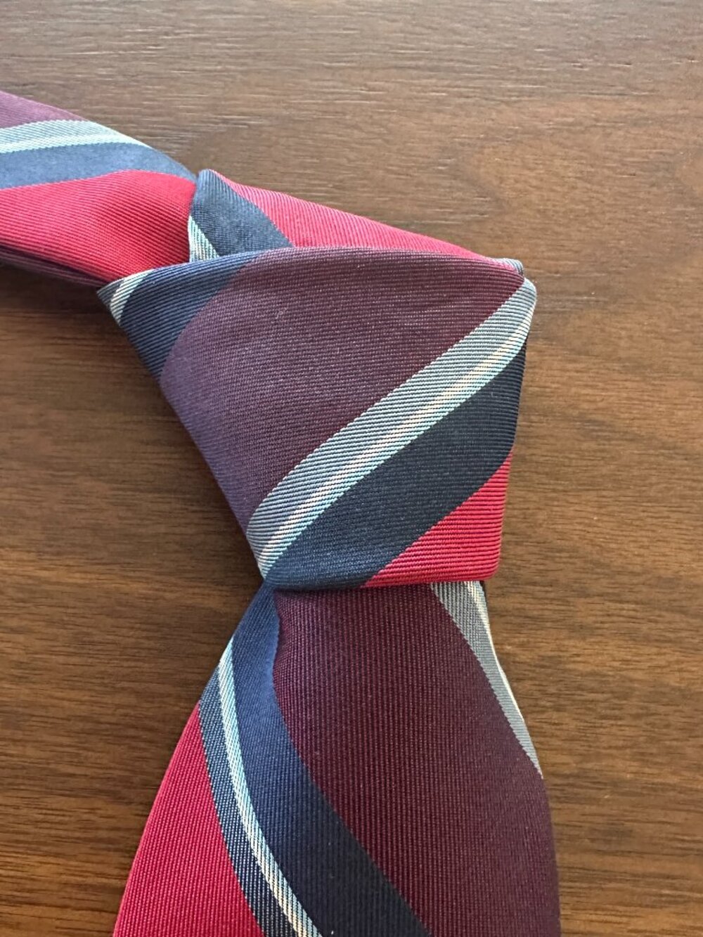 Robert Talbott for The Highlander Red Navy Striped Silk Tie